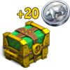 Сокровище Золотой сундук + 20 монет игры Клондайк